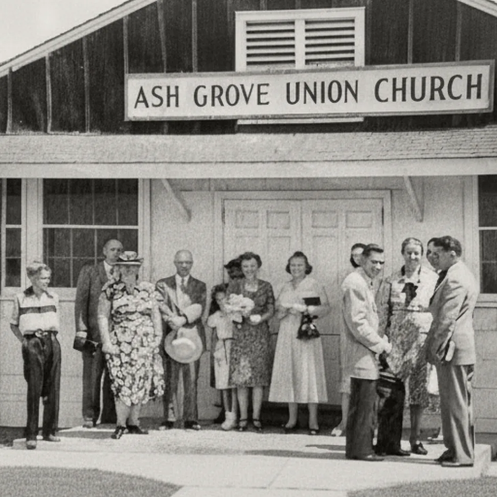 Ash Grove Union Church — the original meeting place in the late 1890s